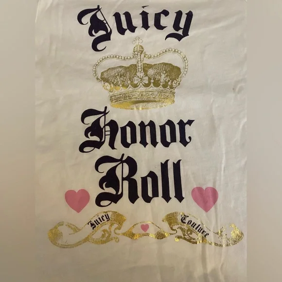 Juicy Couture Vintage Girls-Kids White Tee with Gold and Pink Accents Size Med - Picture 7 of 9